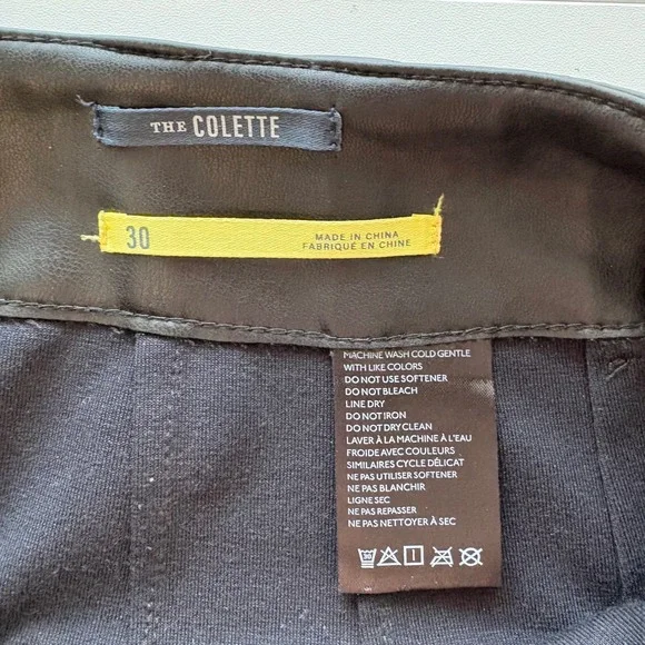 Maeve Anthropologie Colette Faux Leather Pants 30 Black Wide Leg High Rise - Picture 4 of 11